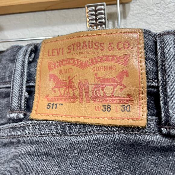 Levi's Men's 511 Slim Fit Stretch Dark Gray Jeans 38x30 Classic Skater - Picture 4 of 9